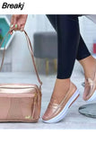 Size 43 Casual Flat Shoes of Women 2023 Fashion Round Toe Low Top Wedge Platform Sneakers Comfort Non Slip Women