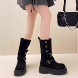Breakj Red Retro Pine Cake Thick Bottom Martin Boots English Wind Legs Fine Women 2025 New Fashion Thin Increase Single