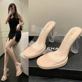 Breakj Wear Women's Summer Cool Crystal Pu Code High Heels Slippers New Big Red 2025 Water Drill