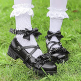 shoes harajuku shoes kawaii heels fashion personality sweet bow tie cosplay low heel women shoes high heels black