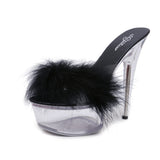 Breakj Maomao Sexy Super High Heels 15CM Thin Heel Waterproof Table Slippers Transparent Crystal Shoes Wedding Shoes Banquet High