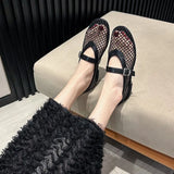 Code Metal Buckle Flat Sandals Women Wear The 2024 Summer New Fashion Hollow-Out Casual