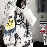 Cartoon Hip Hop Hoodies Women Japanese Funny Punk Oversize Hooded Sweatshirts Autumn Long Sleeve Female Hoodie