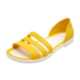 Women Summer Flat Sandals 2022 Open-Toed Slides Slippers Candy Color Casual Beach Outdoot Female Ladies Jelly
