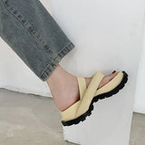 Summer Thick Bottom Slippers Comfy Women Sandals Ladies Mid-heels Flip Flops Platform Shoes Female Comfort Leisure