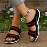 Breakj Fashion Outside Wear The New Low Slope Heel Flying Woven Slippers Casual And Light Breathable Large Size Female Sandals