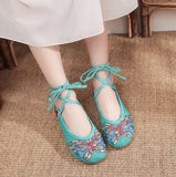 Breakj Heel Shallow Mouth With Beef Tendon Bottom Dance Shoes Butterfly Embroidered Cloth Shoes Spring, Summer And Autumn Women's Single