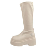 Breakj Boots Women's New Round Head Sleeve High-Tender Boots Spice Girl Thick Bottom Long Boots In Fall