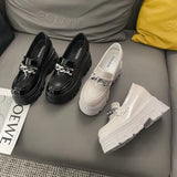 Breakj Women's Shoes Spring 2023 New Korean Version Of Thick Platform Wedge Small Leather Shoes British Wind Small Single Shoes