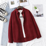 New Simple Women's Shirt Long Sleeve Loose Tops Office Lady Casual Pink White Blue Long Sleeve Blouses Fashion