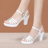 Heels, Thick Heels, Fish Mouth Sandals, Women's 2023 Summer New Thick Soles With White Large Soft Soles Open Toe