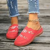Breakj Wind Flowers Baotou Slippers Women's Shoes Large-Size Round Head Head And Fashion Wear Half