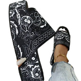 Women Summer New Fashion Print Flat Shoes Ladies Open-toe Platform Sandals Outdoor Beach Shoes Flip-flops Slide