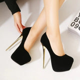 Fashion Shoes Thin Heel Waterproof Table Red Large Size Women's 41-45 Light Mouth Black 16Cm High