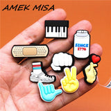 PVC Piano keys Croc Shoe Charms NEW Gesture love Slippers Beach Shoes Accessories Decorations for Jibz Kids Party