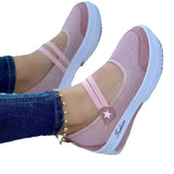 Breakj Lady Autumn New Flying Weaving Splicing Casual Color Daily Low-Help Net Shoes Slope And Round Head Single