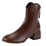 Heel Short Leg Boots Korean Version Rear Zipper Fashion Trend Leather Boots Large Size Sexy Martin Boots Temperament Fashion