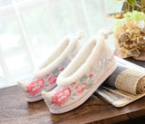 Breakj Shoes Hanfu Shoes Ancient Style Female Embroidered Cloth Shoes Inside The Raised Head Ancient Costume Shoes Cloth Shoes