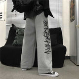high waist pants letter pockets straight loose streetwear style autumn loose full length moda feminina Women's