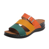 Breakj Slope And Thick Bottom Cool Slippers Female 2025 Summer New Open Toe Large Size One-Word Beach