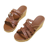 Breakj 2024 New Fashion Roman Fashion With Thick Bottom Slope And Cross-Band Heightening Women's