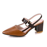 Women's Summer 2023 New Style With Korean Version Of Baotou Pointed One-Word Buckle Roman Shoes Shallow Mouth Thick