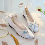 Breakj Flat Shoes Women Etiquette Pointed Shallow Single Shoes Formal Dress Work Shoes Fashion Embroidered Single