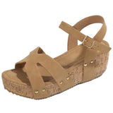 Rivets Chunky Platform Sandals Woman Ankle Buckle Wedge Gladiator Sandals Woman Non Slip Beach Sandles Female Size
