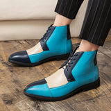 Leather Boots Men Ankle Boots Splicing Business Shoes Fashion Microfiber Leather Shoes Big Size