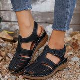 Rome Pedal One Foot Fashion High Slope Heel Breathable Slope Heel Velcro Outdoor Wedge Sandals Slippers