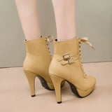 Breakj Autumn 2025 Cross-Tie Martin Boots Fine High Women's Short Boots Fashion Belt Buckle Female