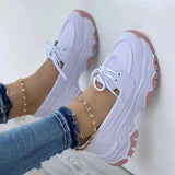 Breakj Size Single Shoes Female Spring And Autumn New Round Head Thick Bottom Low Top Strap With Flat Bottom Casual Sports Shoes
