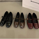 Breakj Jane Women's Shoes In The Spring And Summer Of 2025 New Light Mouth Flat Bottom One Word With Women's Shoes Black Single Shoes Women's