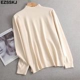 Loose soft solid color turtleneck Sweater Pullover Women Casual Long Sleeve chic bottom Sweater Female Jumpers