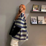 Harajuku Fake Two Striped Long-sleeved T-shirt Loose Plus Size Clothes Vintage Tops Goth Women Clothes Woman