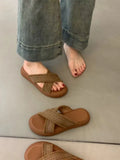 Style Slippers 2024 New Summer Retro Woven Cross Bohemian Student Thick-Soled Roman
