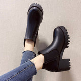 Breakj And Autumn 2023 New Thick Heel Short Boots Women's Waterproof High Heel Shoes Thick Soles Of Single Boots British Martin