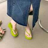 Breakj Summer New Women's Shoes Korean Version Of Flip-Flops Wear Wedge Sandals Women's Shoes