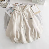 Hoodie Women Loose Plus Velvet sweatshirt Pockets Letter Casual Oversized Harajuku Streetwear Womens tops clothes