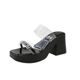 Breakj Design Sense Transparent One Word With Thick Platform Thick Heel Sandals Female 2023 Summer New Fashion Increased