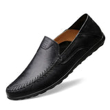 Mens Shoes Leather Casual Shoes Fashion Sneakers Men Loafers Breathable Slip on Moccasins Driving Shoes for Male Plus Size
