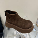 Breakj Kraft Big Head Pine Cake Thick Bottom Martin Boots After The Zipper Smoke Barrel Small Man Height Small Short Boots