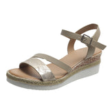 Breakj Size Female Sandals 2023 New Wedge Low Heel Casual Sandals Female One Word Buckle Wedge Roman