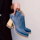 Size 2024 Embroidered Fashion Boots Women's Riveted Acrylic Crystal High-Heeled