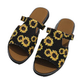 Breakj Size Set Toe Slippers Female 2024 Summer New National Style Fashion Sunflower Flat Beach Cool Drag