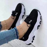 Breakj Size Single Shoes Female Spring And Autumn New Round Head Thick Bottom Low Top Strap With Flat Bottom Casual Sports Shoes