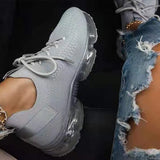 Sneakers Knitted Breathable Women's Vulcanized Shoes Lace Up Casual Flat Shoes Female Spring Ladies Running Shoes