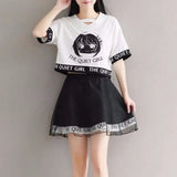 harajuku two piece set girls tshirt and skirt 2 piece set women anime figure preppy Korean loose 2020