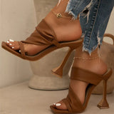Breakj New Large Size 43 Square Head High-Heeled Sandals Women's Fine Back Empty Sandals Heel