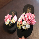 New Non-slip Children's Flip-flops Girls Fashion Beach Shoes Pinch Sandals Female Flowers Slippers Women Wear Size